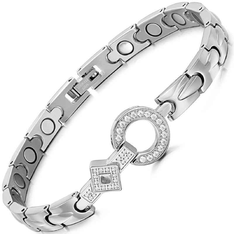RainSo Elegant Womens Stainless Steel Magnetic Bracelets 3500 Gauss with Gift Box Adjustable - Image 1